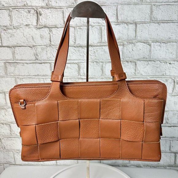 Lia Numa Bag Purse Handbag Leather Woven Basket Weave Made in Italy Brown - Picture 2 of 15